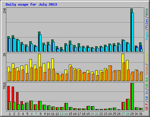 Daily usage for July 2013