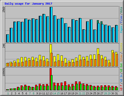 Daily usage for January 2017