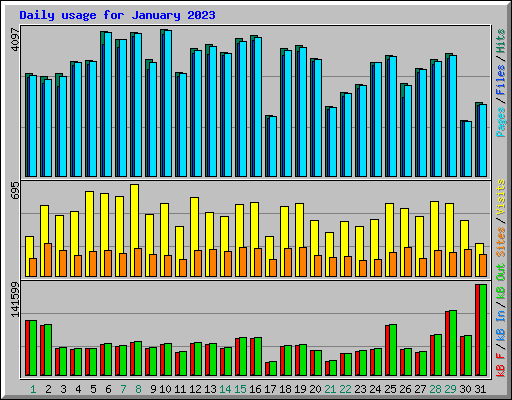Daily usage for January 2023