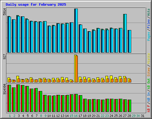 Daily usage for February 2025
