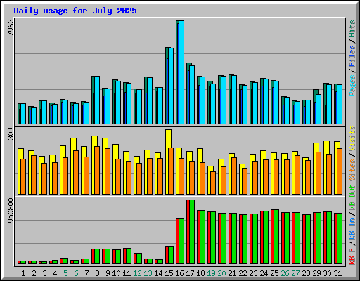 Daily usage for July 2025