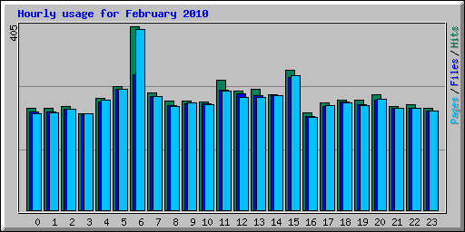 Hourly usage for February 2010